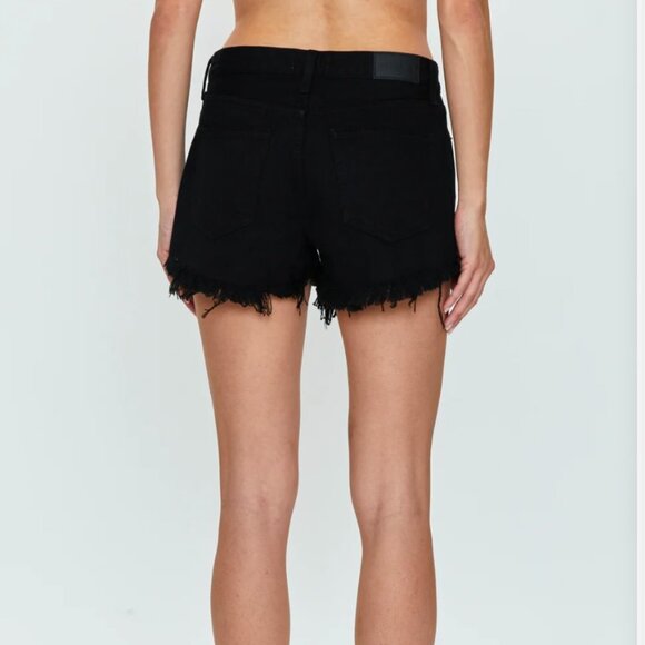 AGOLDE WOMENS BLACK CUT OFF DENIM SHORTS - Picture 3 of 6
